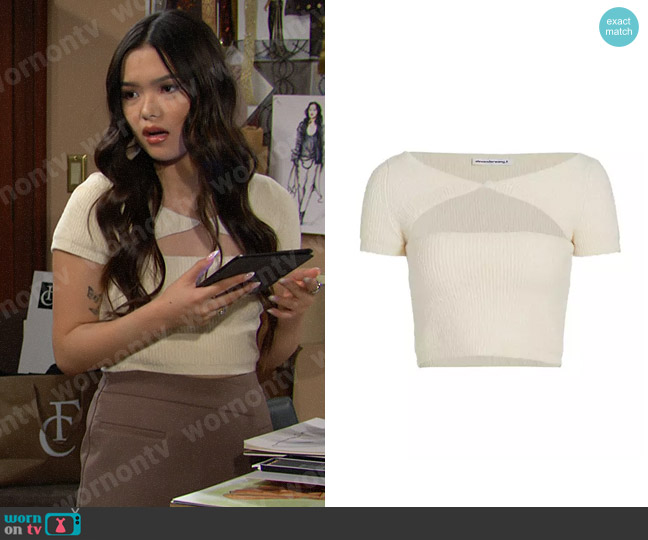 alexanderwang.t Boucle Cutout Crop Top worn by Luna (Lisa Yamada) on The Bold and the Beautiful