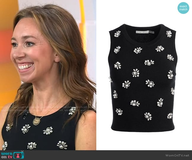 Alice + Olivia Amity Crystal-Embellished Knitted Top worn by Shannon Doherty on Today