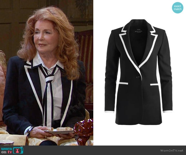 Alice + Olivia Breann Piped Fitted Blazer worn by Maggie Horton (Suzanne Rogers) on Days of our Lives