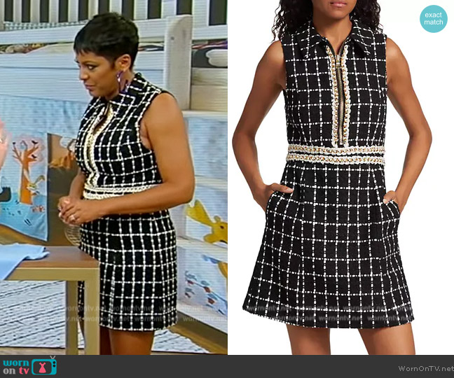 Alice + Olivia Ellis Threaded Check Minidress worn by Tamron Hall on Tamron Hall Show