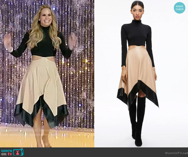 Alice + Olivia Temika Cut Out Midi Dress worn by Jackie Goldschneider on Tamron Hall Show