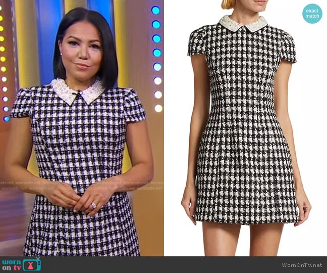 Alice + Olivia Velia Embellished Collar Tweed Minidress worn by Stephanie Ramos on Good Morning America