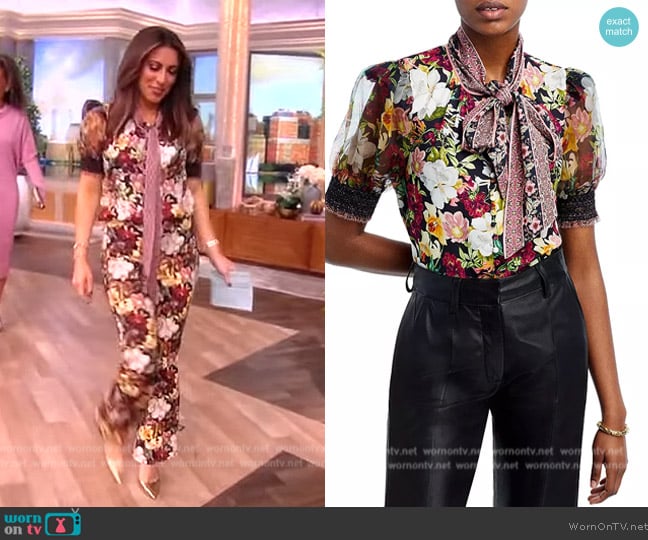 WornOnTV: Alyssa’s floral print short sleeve top and pants on The View ...