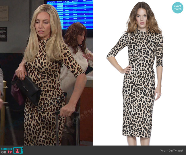 Alice + Olivia Delora Dress in Textured Leopard worn by Theresa Donovan (Emily O'Brien) on Days of our Lives