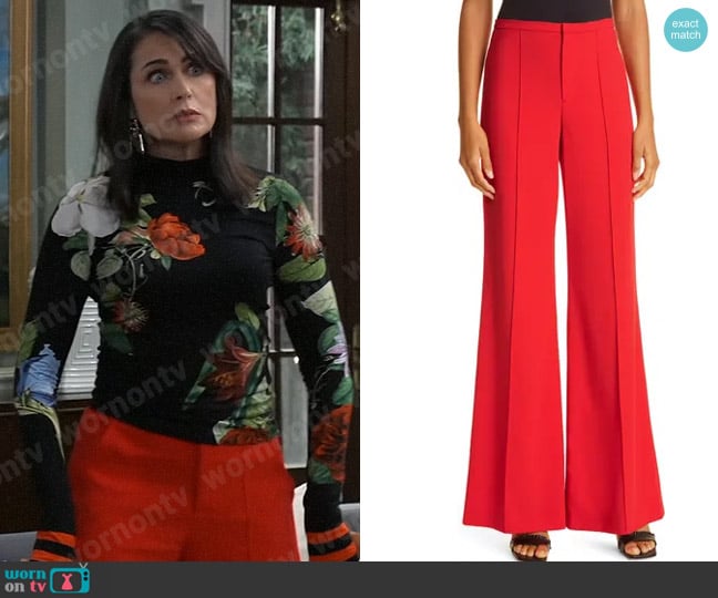 Alice + Olivia Dylan Wide Leg Pants in Bright Poppy worn by Lois Cerullo (Rena Sofer) on General Hospital