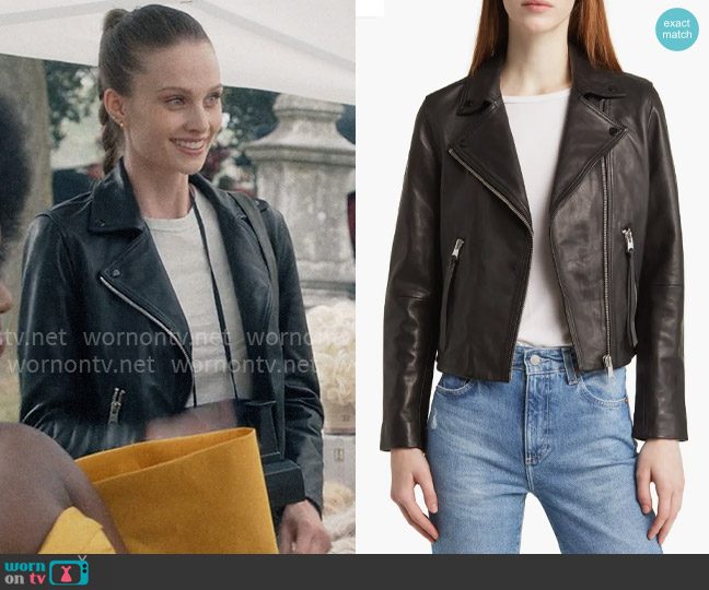 Heather’s leather moto jacket on American Horror Stories