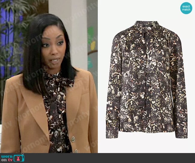 All Saints Toni Kettu Floral Eco-Viscoso and Silk Shirt worn by Jordan Ashford (Tanisha Mariko Harper) on General Hospital