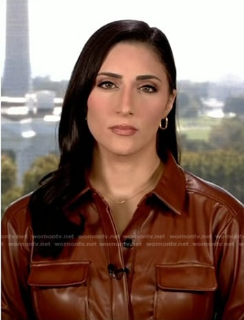 Allie Raffa's brown leather dress on NBC News Daily