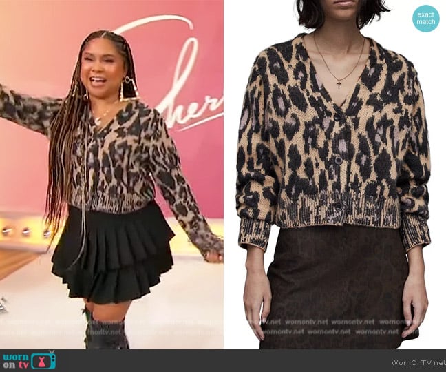 WornOnTV: Angela Yee’s leopard print cardigan and mini skirt on Sherri ...