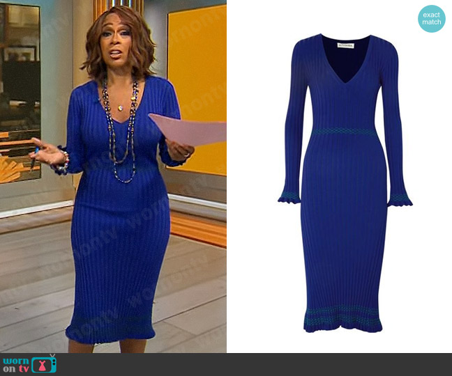 WornOnTV: Gayle King’s blue ribbed v-neck dress on CBS Mornings | Gayle ...