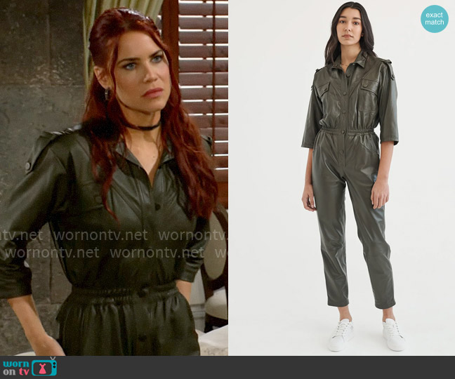 Alyson Eastman Dreamer Jumpsuit in Olive worn by Sally Spectra (Courtney Hope) on The Young and the Restless