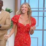 Amanda’s red floral print midi dress on The Talk