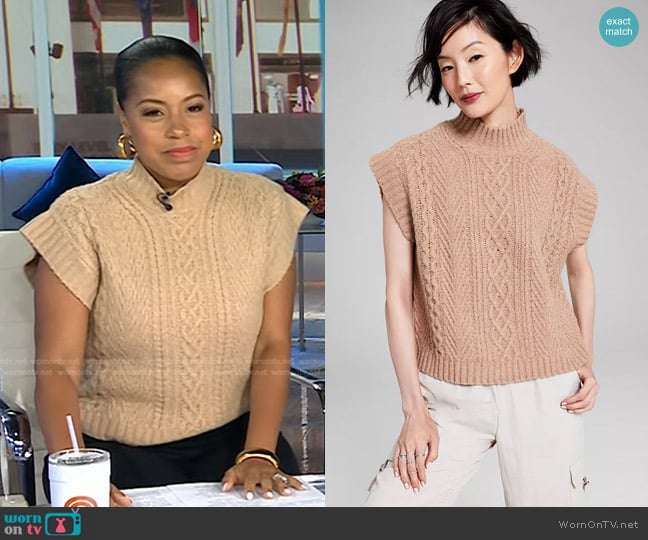 And Now This Women's Cable-Knit Mock-Neck Sleeveless Sweater - Macy's