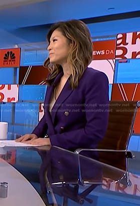 Angela Cenedella’s purple double breasted blazer on NBC News Daily