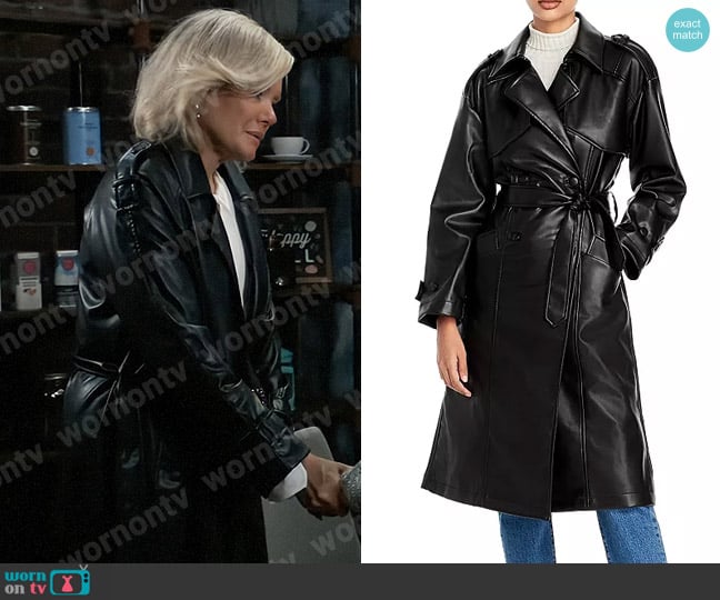 Anine Bing Finley Faux Leather Trench Coat worn by Ava Jerome (Maura West) on General Hospital