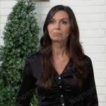 Anna’s black satin button front top on General Hospital