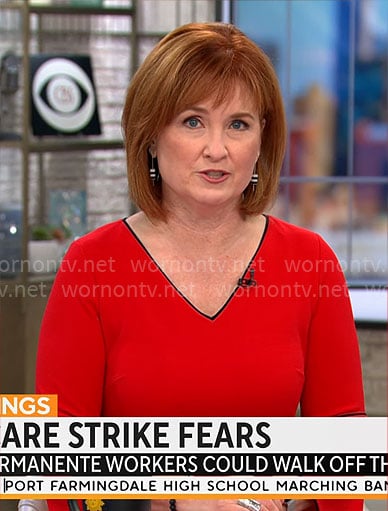 Anna Werner’s red v-neck dress on CBS Mornings