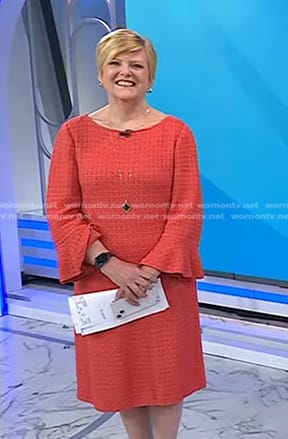 Anne Thompson's orange waffle bell sleeve dress on Today