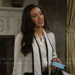 Audra’s white contrasting trim blouse on The Young and the Restless