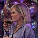 Ava’s grey purple satin button down blouse on General Hospital