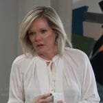 Ava’s white tie neck blouse on General Hospital