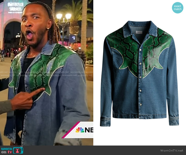 Bally Snake-Print Denim Shirt worn by Scott Evans's on Today