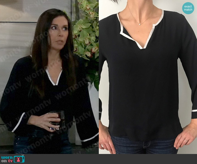 Banana Republic Contrast Trim Tunic Top worn by Anna Devane (Finola Hughes) on General Hospital