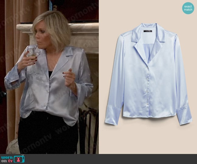 Banana Republic Silk Resort Shirt worn by Ava Jerome (Maura West) on General Hospital