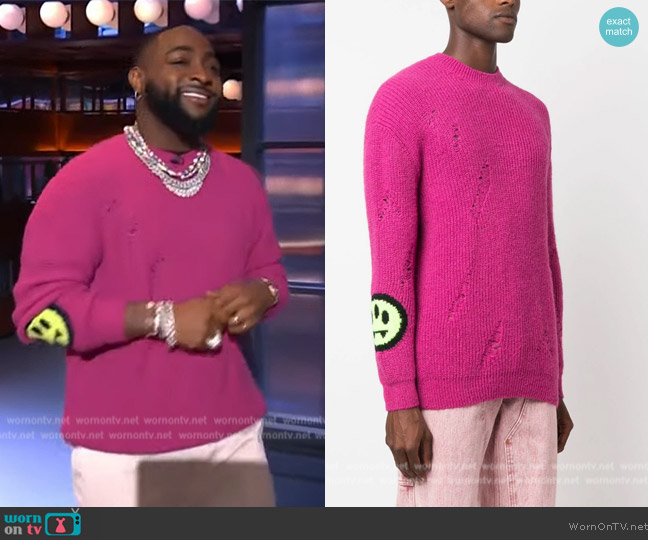 Barrow Logo-intarsia knit distressed jumper worn by David Adedeji Adeleke OON on The Kelly Clarkson Show