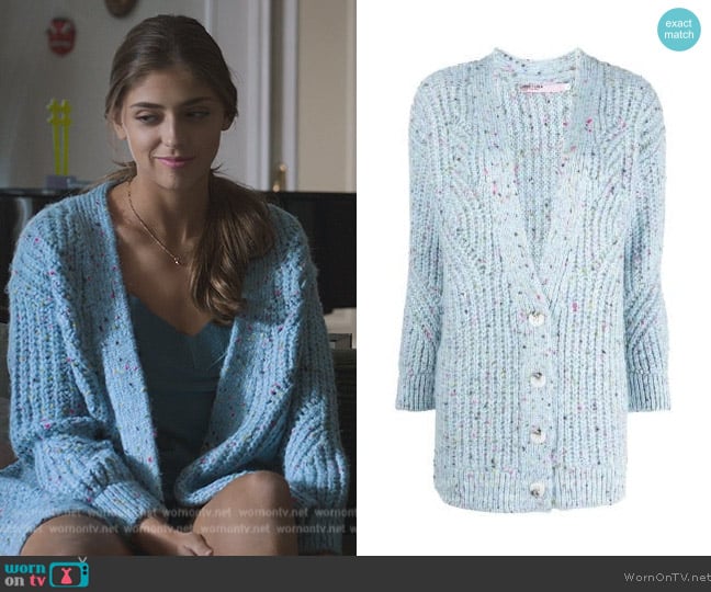 Bimba y Lola chunky-knit cardigan worn by Sara (Carmen Arrufat Blasco) on Elite