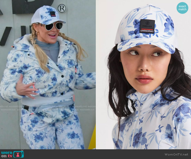 Bogner Fire + Ice x LoveShackFancy Parker Cap in White/Blue worn by Heather Gay on The Real Housewives of Salt Lake City