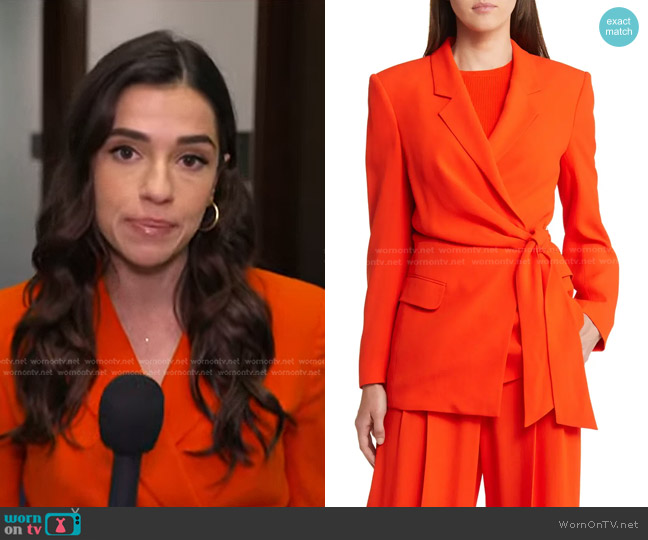 Boss Jawana Wrap Blazer in Orange worn by Julie Tsirkin on NBC News Daily