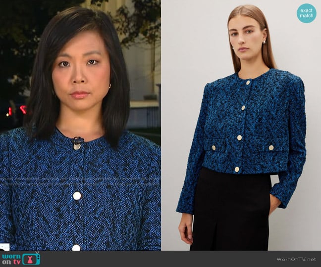 Boss Janoa Jacket worn by Weijia Jiang on CBS Evening News