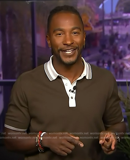 Scott’s green contrast trim polo on Access Hollywood