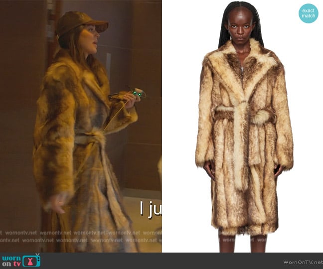 Bottega Veneta Beige Printed Faux Fur Coat worn by Kendall Jenner (Kendall Jenner) on The Kardashians