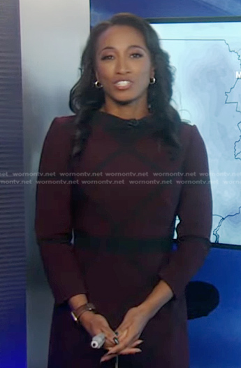 WornOnTV: Brittany’s burgundy windowpane check dress on Good Morning ...