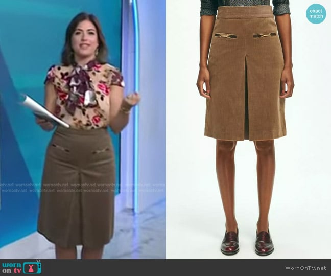 Brooks Brothers Cotton Corduroy A-Line Skirt worn by Chloe Melas on Today