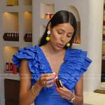 Babba Rivera’s blue ruffle v-neck top and skirt on Today