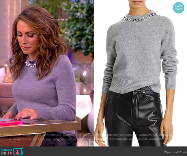 C by Bloomingdales Chain Embellished Crewneck Cashmere Sweater worn by Alyssa Farah Griffin on The View