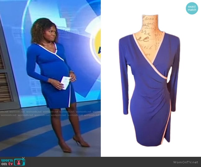 Calvin Klein Fitted V-neck Dress worn by Janai Norman on Good Morning America