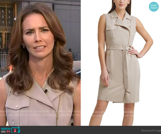 Calvin Klein Moto Sheath Dress worn by Kate Rooney on NBC News Daily