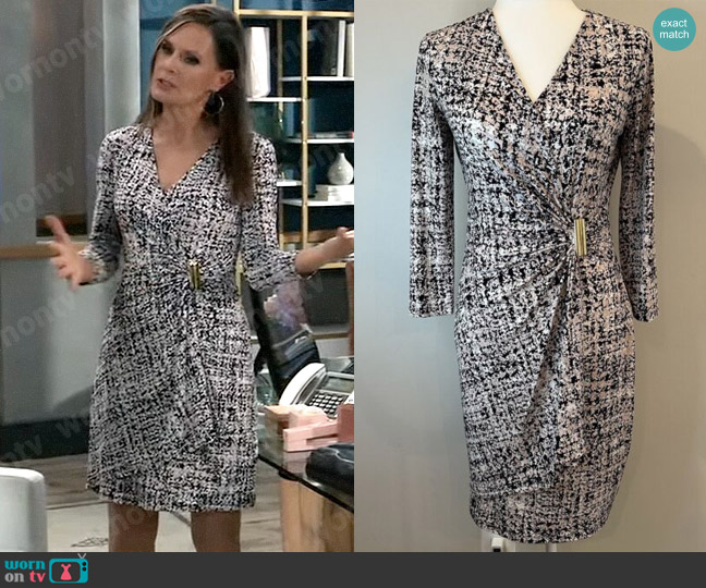 Calvin Klein Printed Faux Wrap Dress worn by Lucy Coe (Lynn Herring) on General Hospital