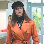 Carmen’s orange leather trench coat on Elite