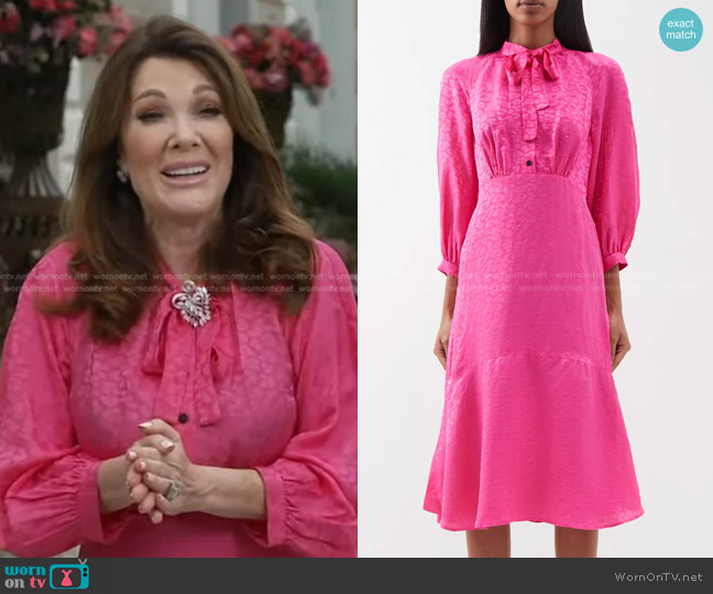 Cefinn Daria Pussybow Jaquard Midi Dress worn by Lisa Vanderpump on Good Morning America