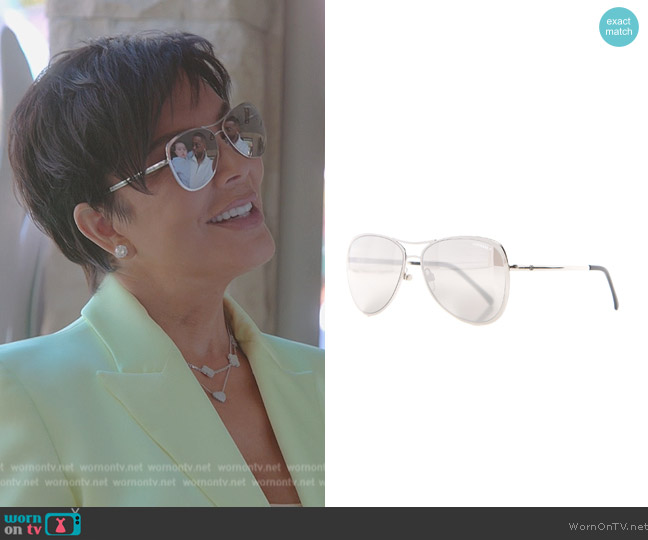 Chanel Mirrored Pilot Summer Sunglasses worn by Kris Jenner (Kris Jenner) on The Kardashians