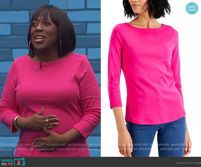 Charter Club Pima Cotton Boat-Neck Top worn by Sheryl Underwood on The Talk