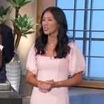 Chi-Lan Lieu’s pink puff sleeve dress on The Talk