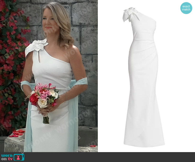 Chiara Boni La Petite Robe Gosia Gown in White worn by Nina Reeves (Cynthia Watros) on General Hospital