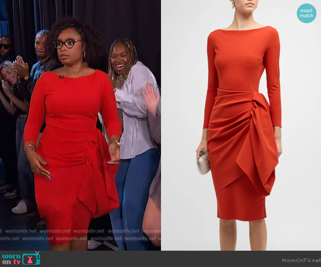 Chiara Boni La Petite Robe Hypnos Draped Bateau-Neck Bodycon Midi Dress worn by Jennifer Hudson on The Jennifer Hudson Show