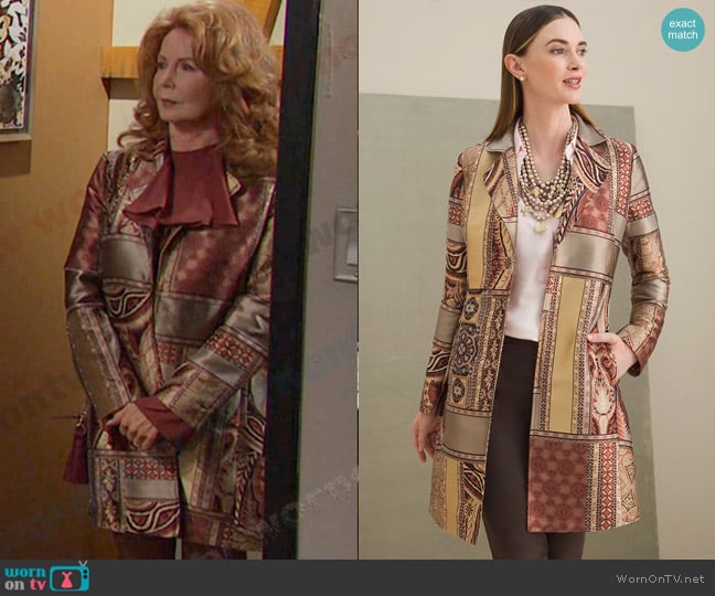 Chicos Tapestry Dreams Evening Coat worn by Maggie Horton (Suzanne Rogers) on Days of our Lives